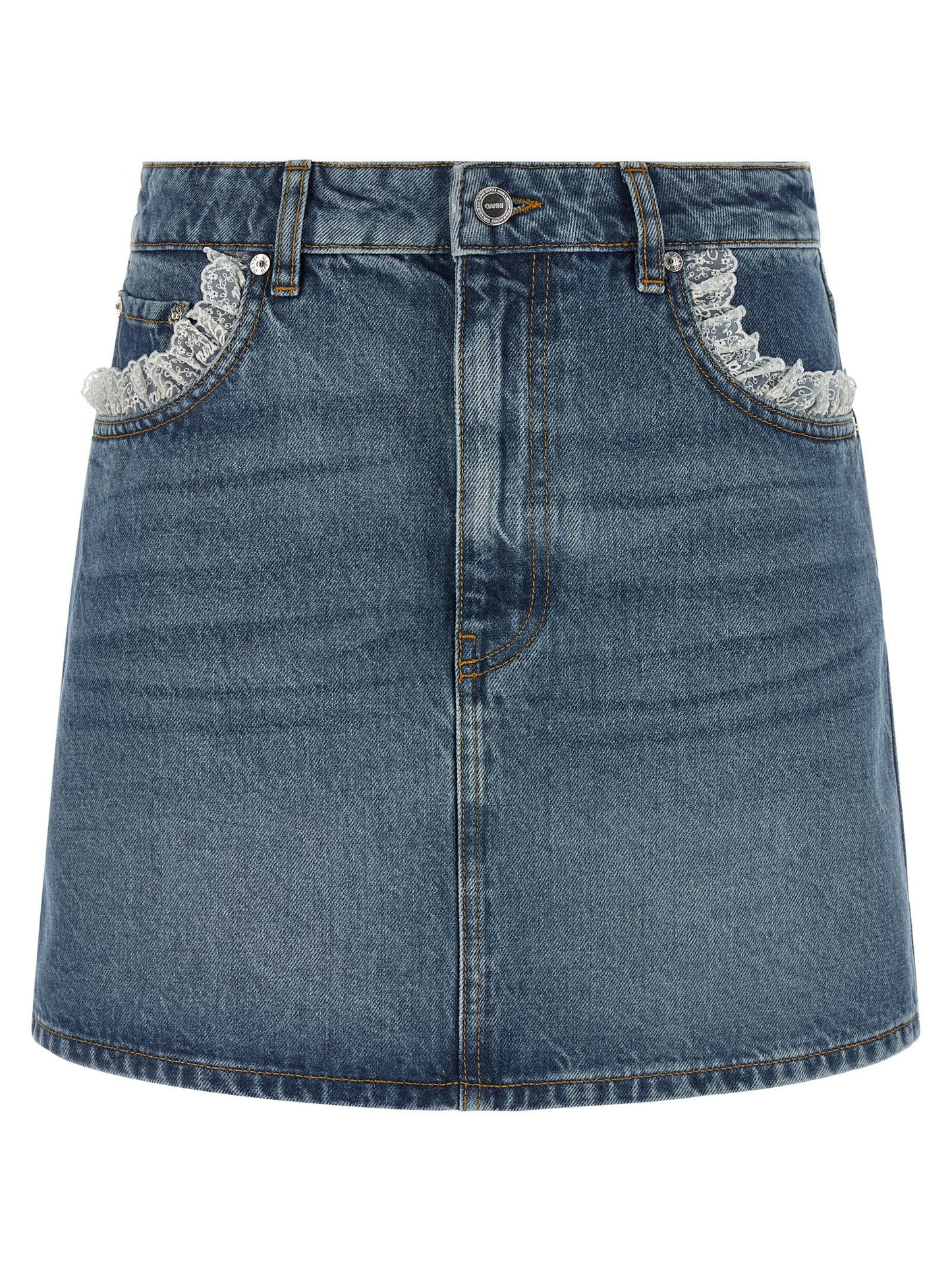 Ganni Denim And Lace Skirt