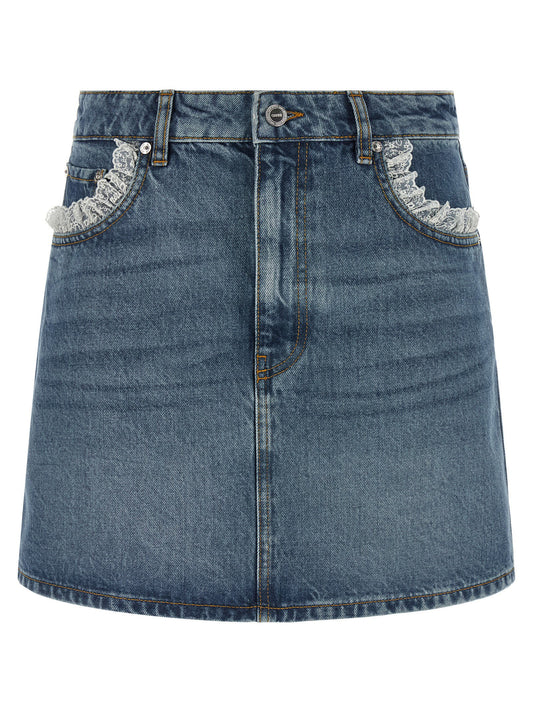 Ganni Denim And Lace Skirt