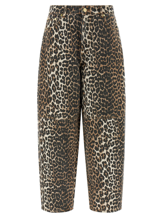 Ganni Leopard Printed Stary Jeans