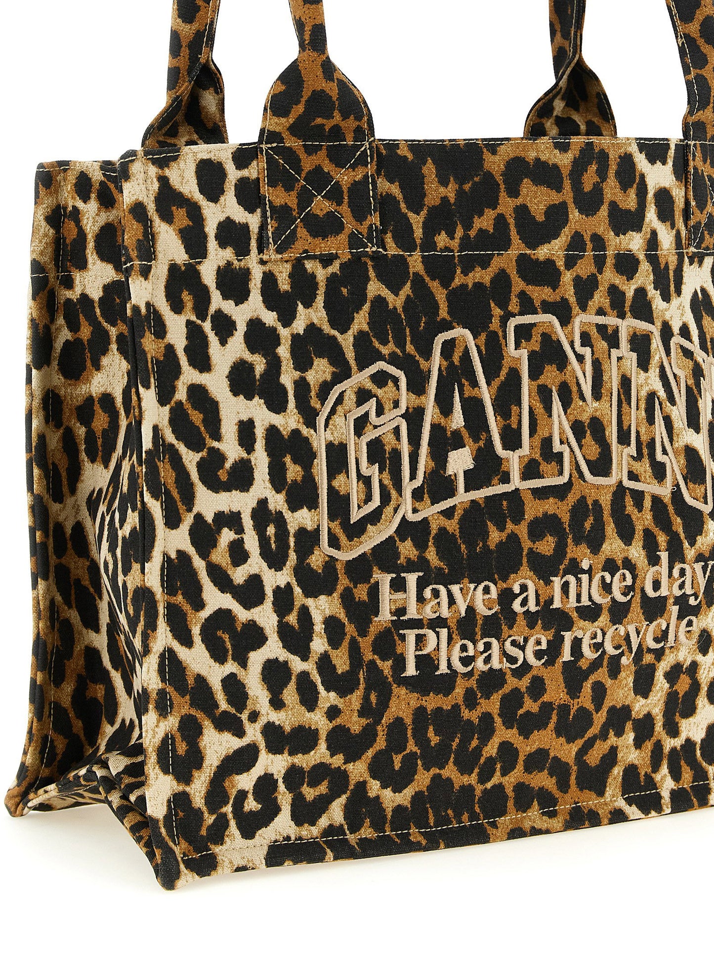 Ganni Leopard Large Shopping Bag