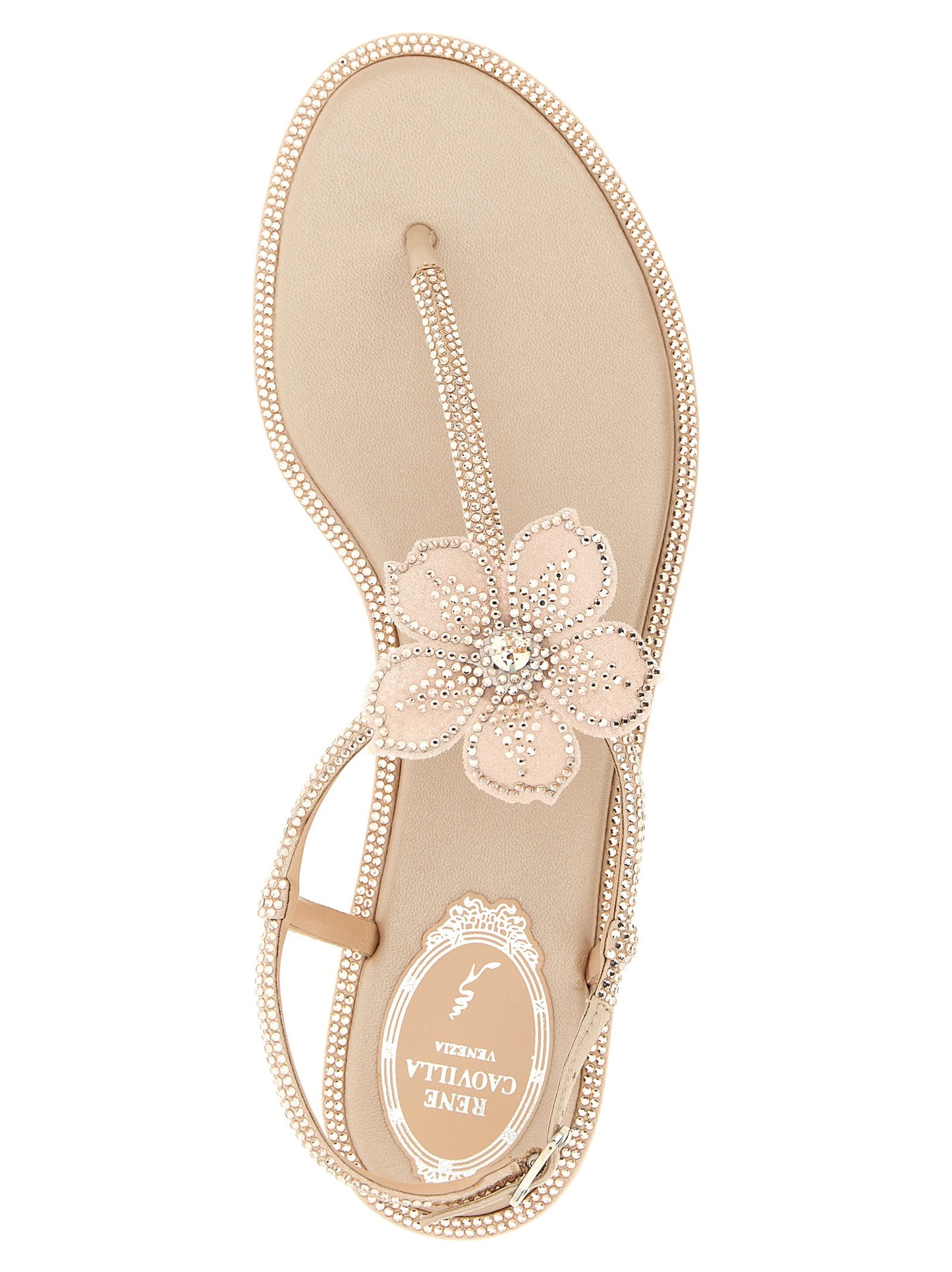 René Caovilla Peach Flower Sandals