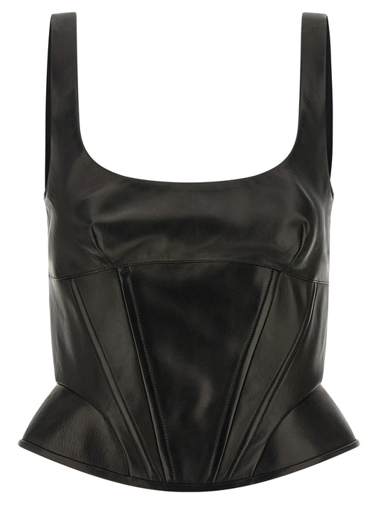 Ermanno Scervino Peplos Leather Top