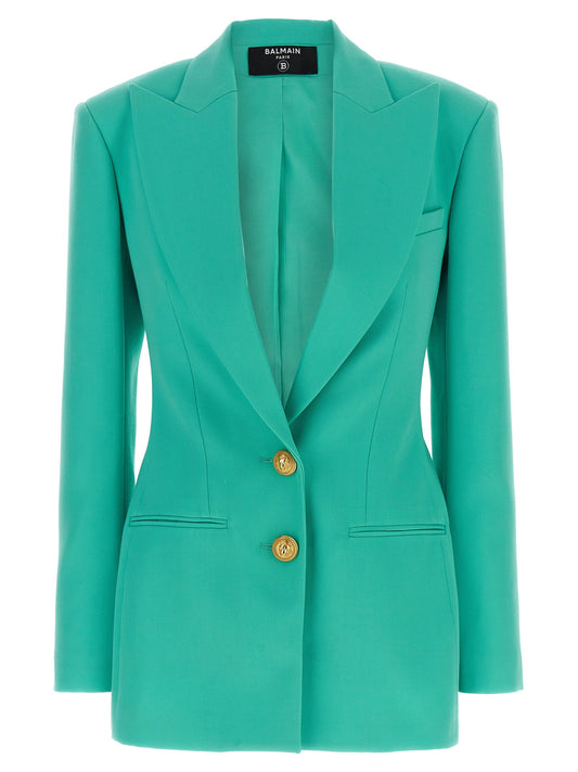 Balmain Logo Button Double-breasted Blazer