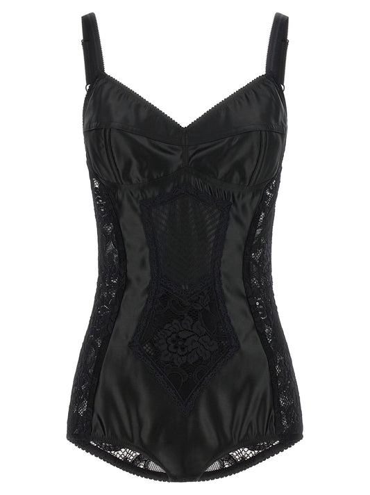 Dolce & Gabbana Satin And Lace Corsetry Bodysuit