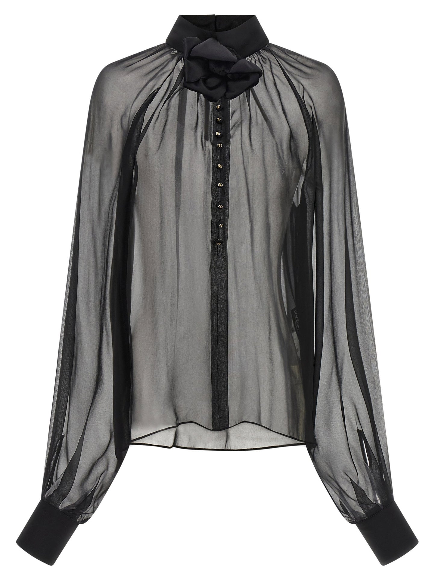 Dolce & Gabbana Chiffon Blouse With Flower