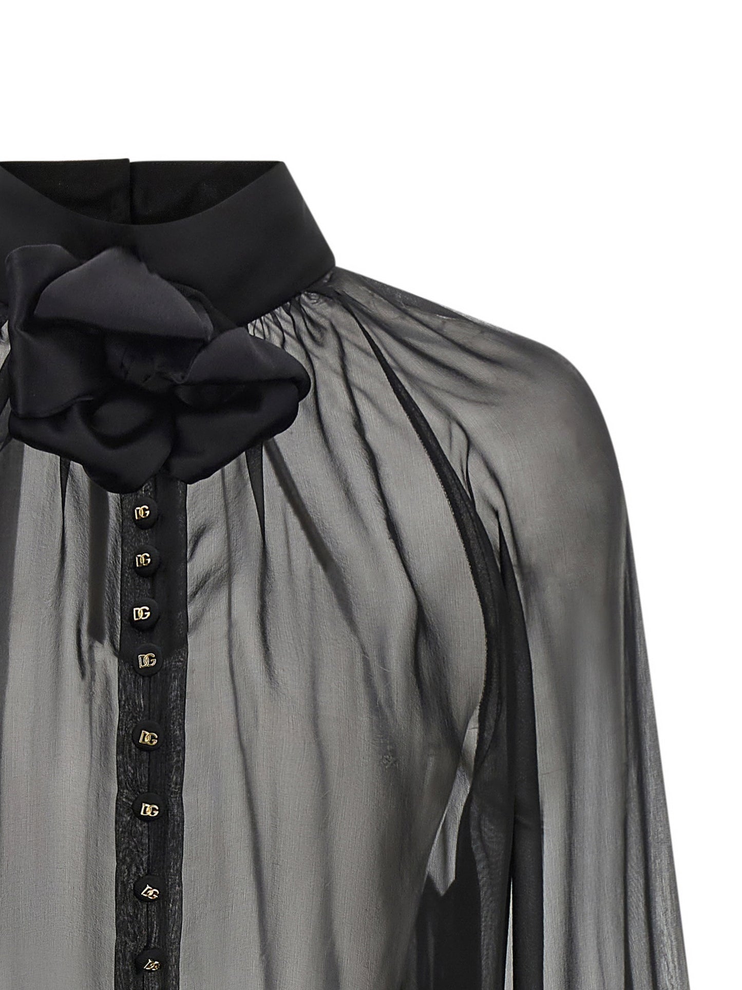 Dolce & Gabbana Chiffon Blouse With Flower