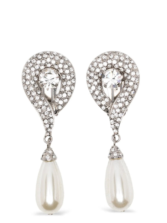 Alessandra Rich Pendant Pearl Earrings
