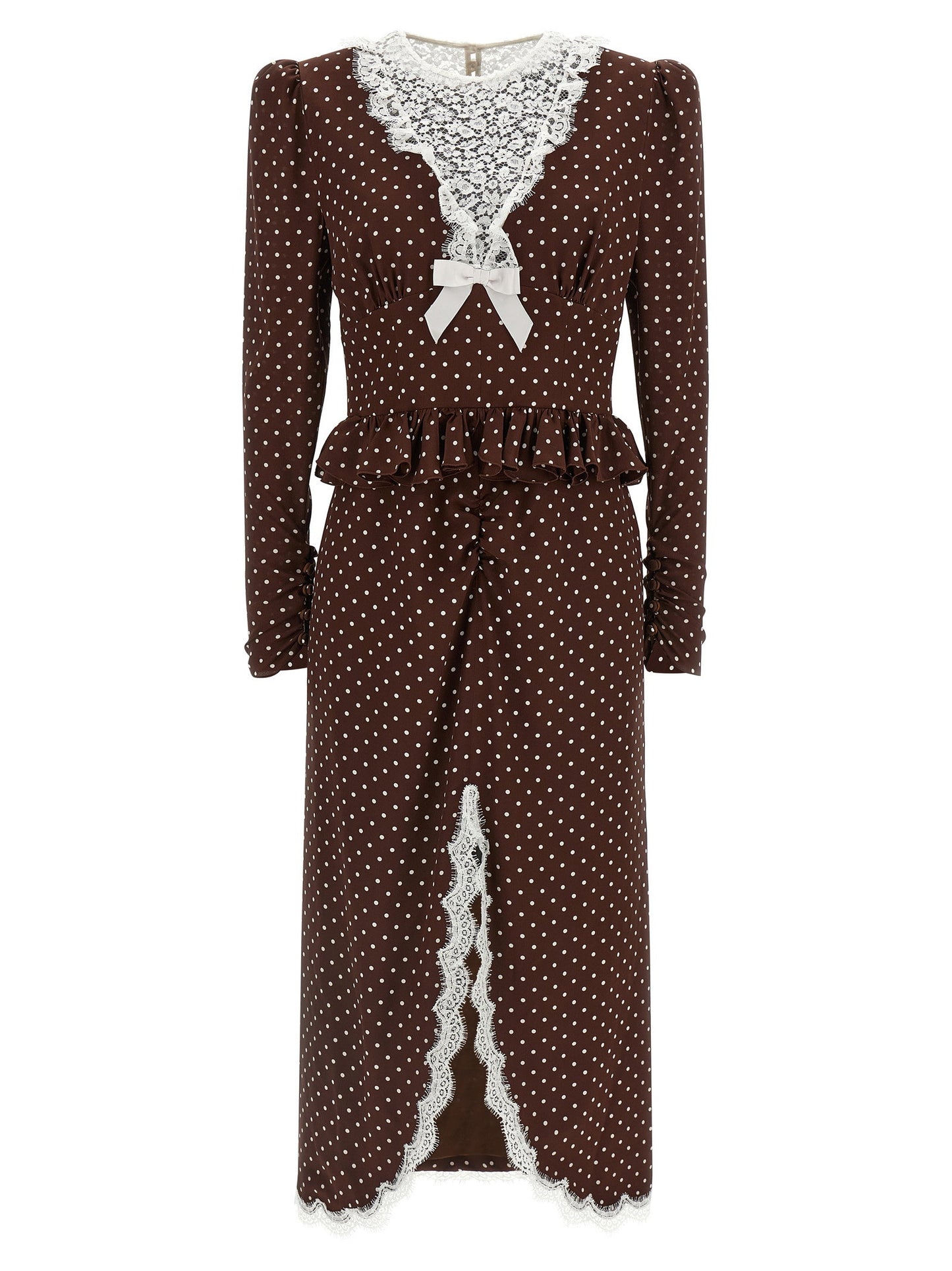 Alessandra Rich Polka Dot Midi Dress