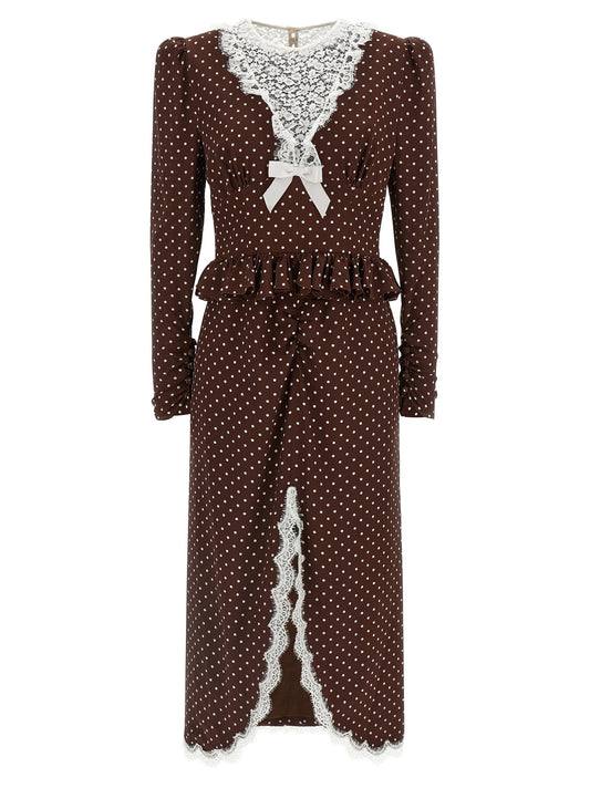 Alessandra Rich Polka Dot Midi Dress