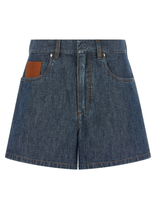 Fendi Chambray Denim Shorts