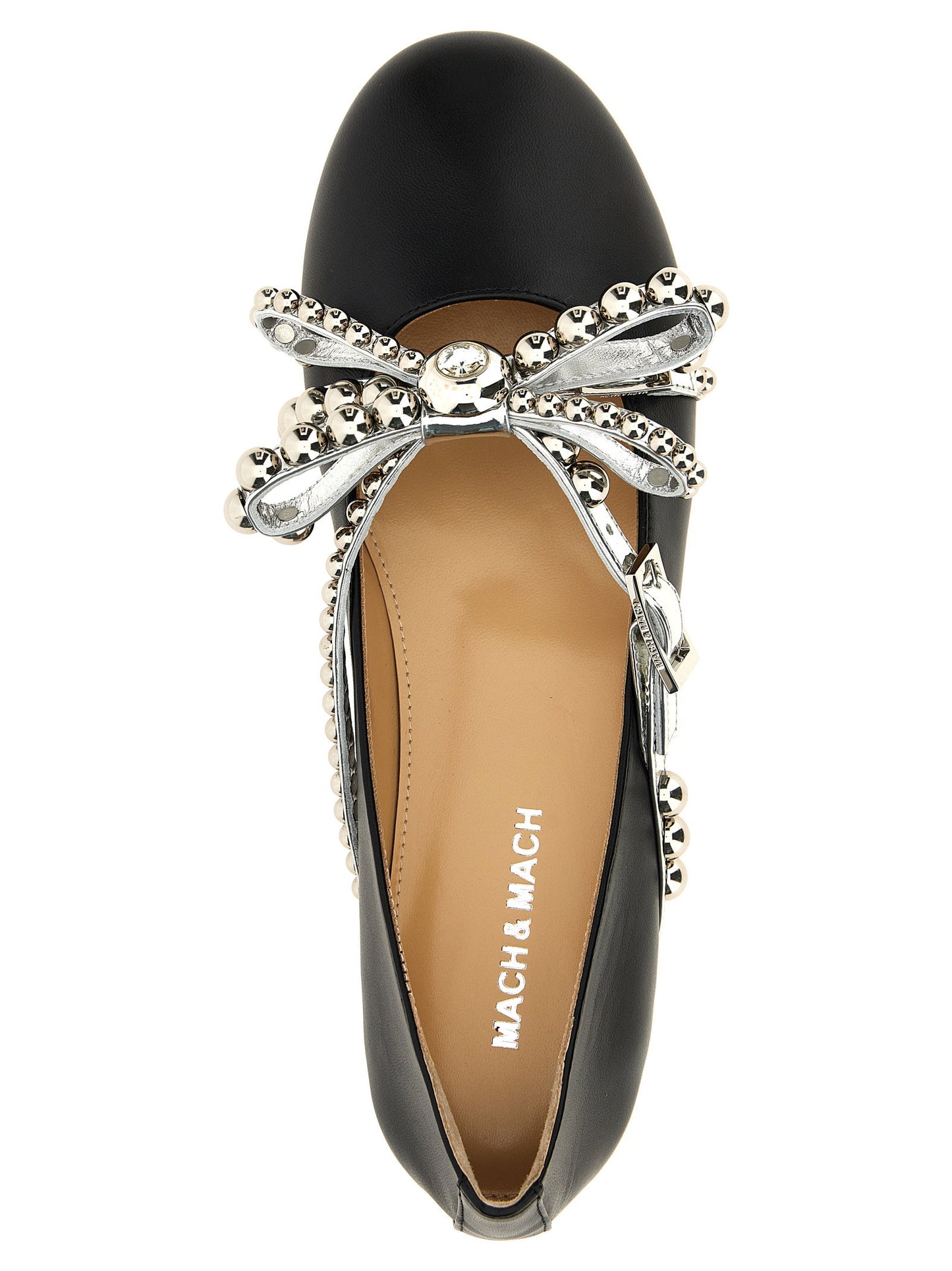 Mach & Mach Crystal Studs Ballet Flats