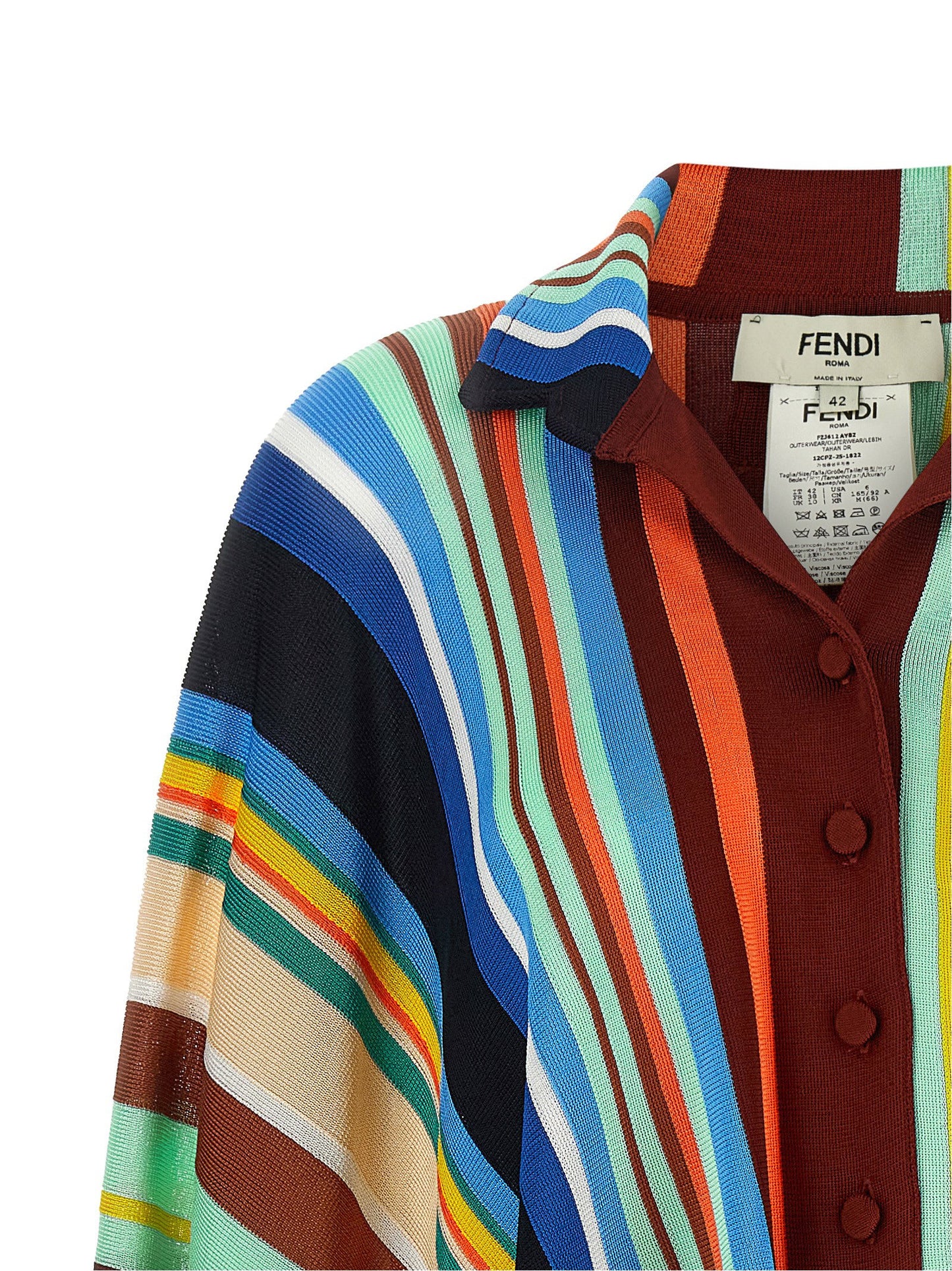 Fendi Striped Poncho With Fringes