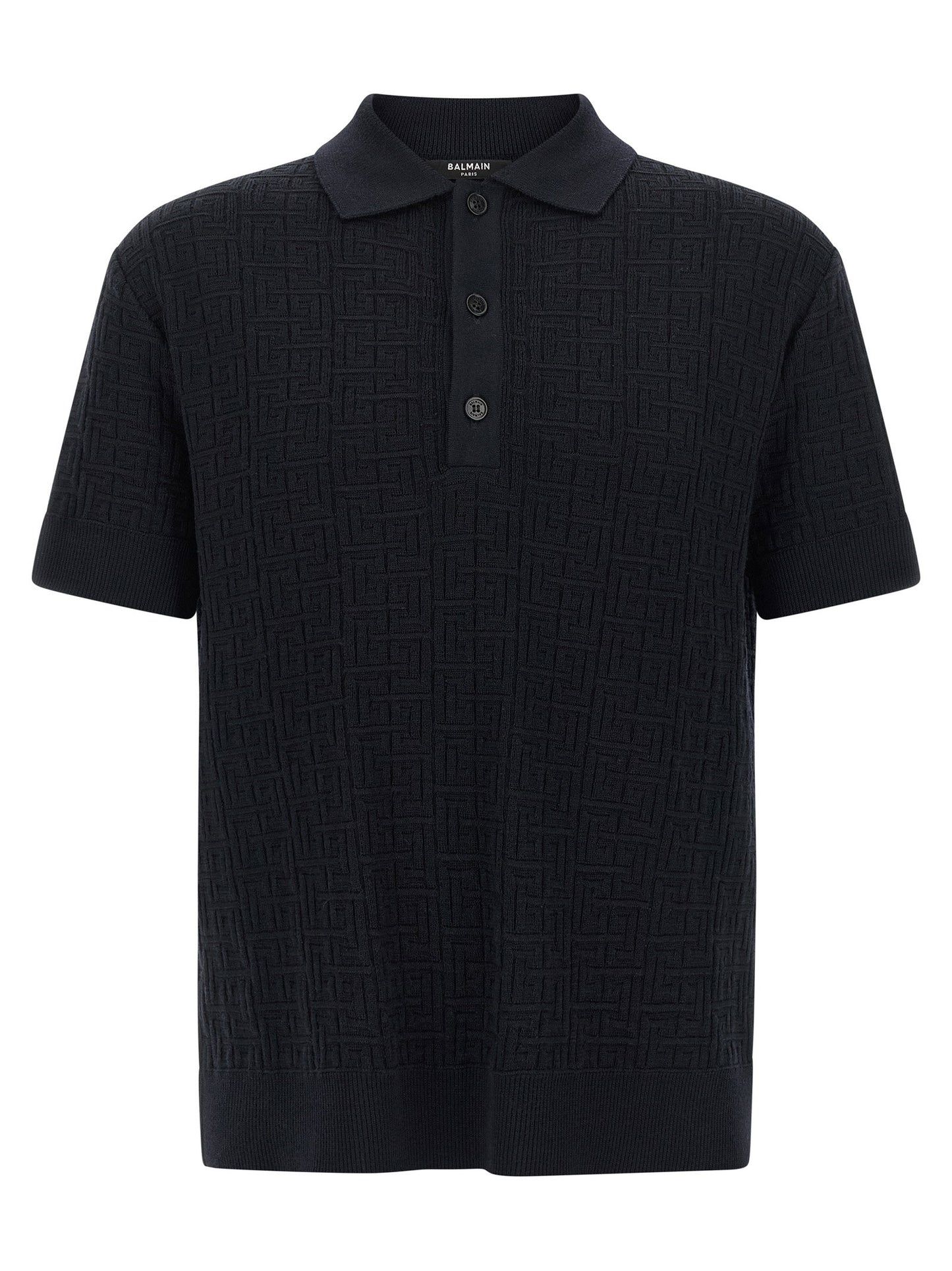 Balmain Monogram Knit Polo Shirt