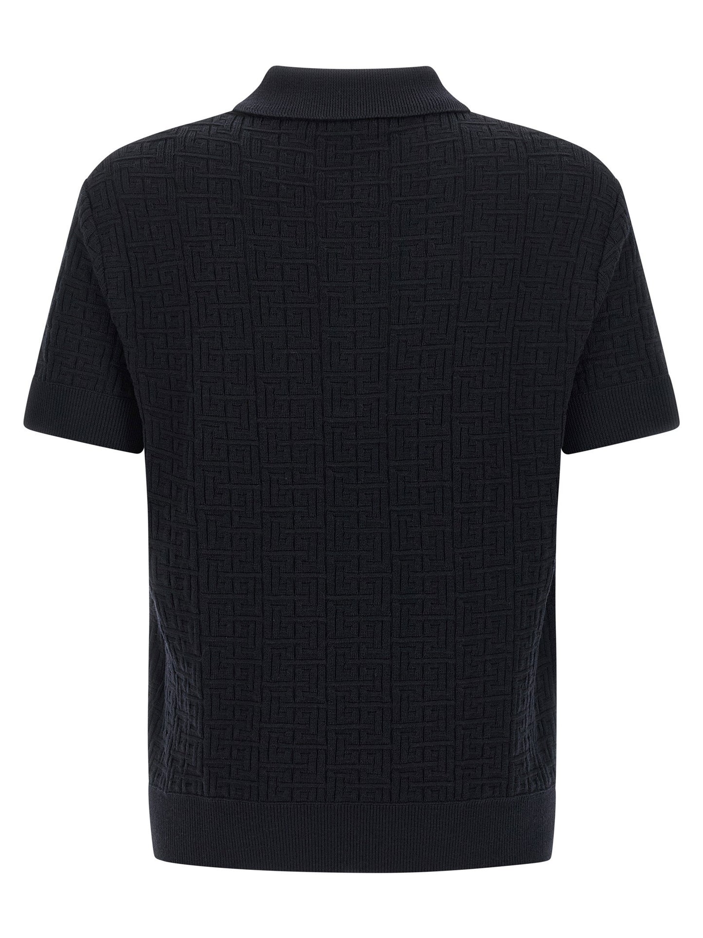 Balmain Monogram Knit Polo Shirt