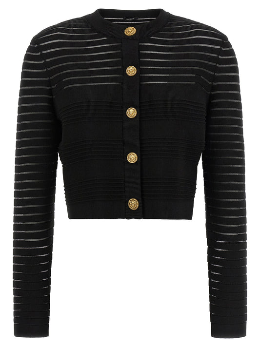 Balmain Semi-transparent Stripes Cardigan