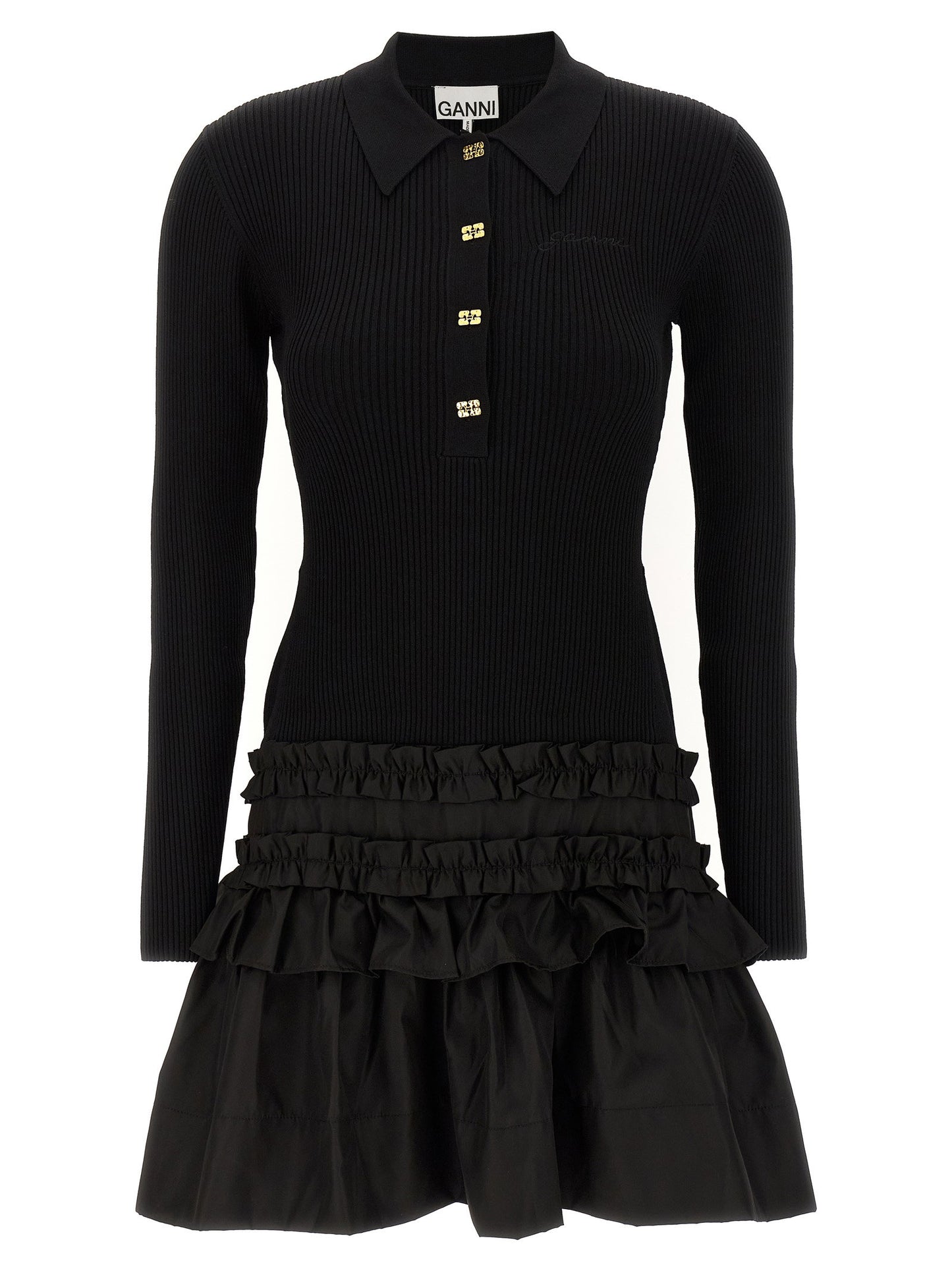 Ganni Melange Rib Knit Mini Dress