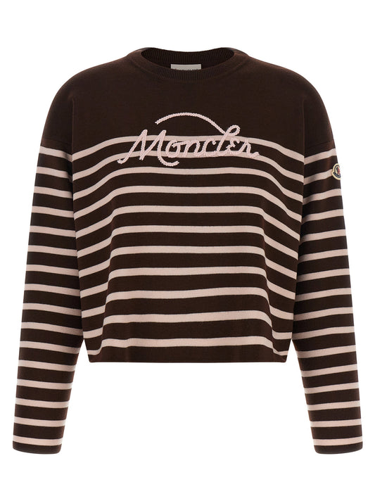 Moncler Striped Sweater With Embroidery