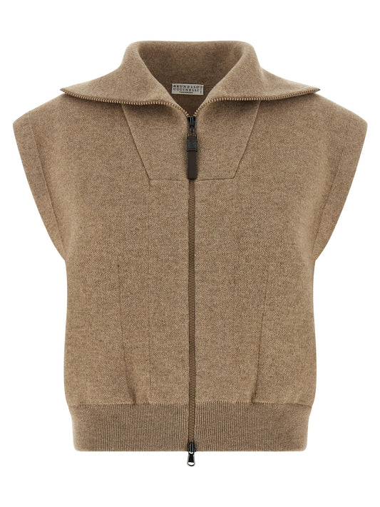 Brunello Cucinelli Shiny Zipper Pull Vest
