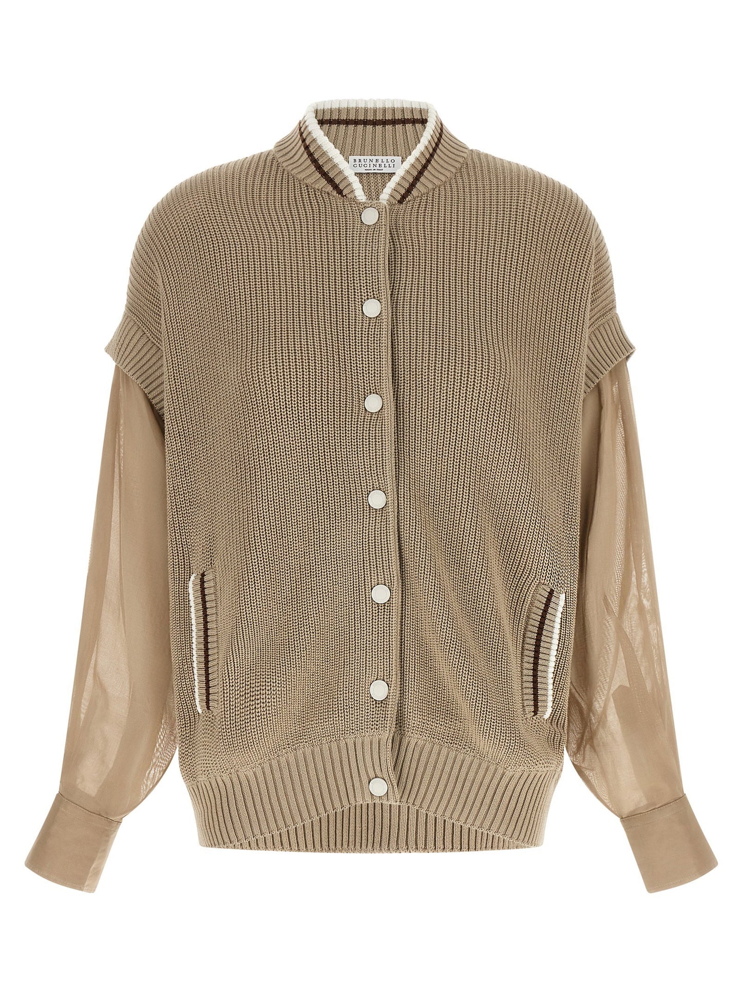 Brunello Cucinelli Organza Sleeve Cardigan