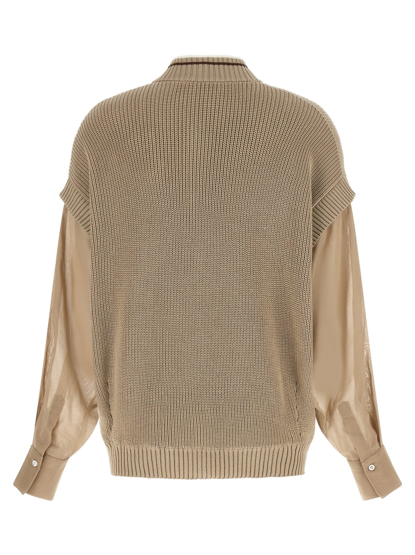 Brunello Cucinelli Organza Sleeve Cardigan