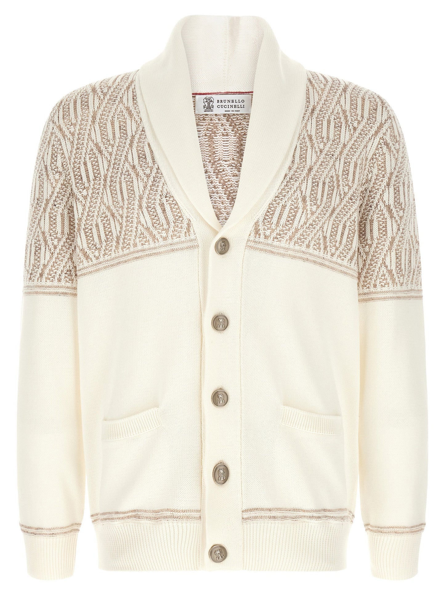 Brunello Cucinelli Braided Jacquard Shoulders Cardigan
