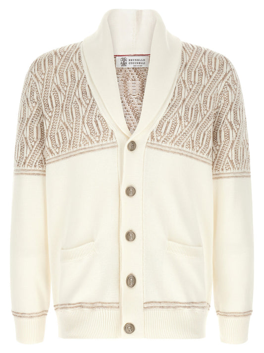 Brunello Cucinelli Braided Jacquard Shoulders Cardigan