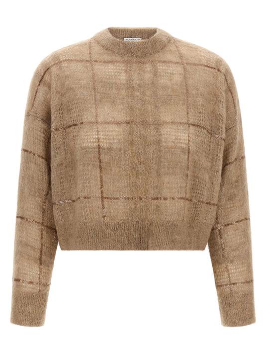 Brunello Cucinelli Sequin Check Sweater