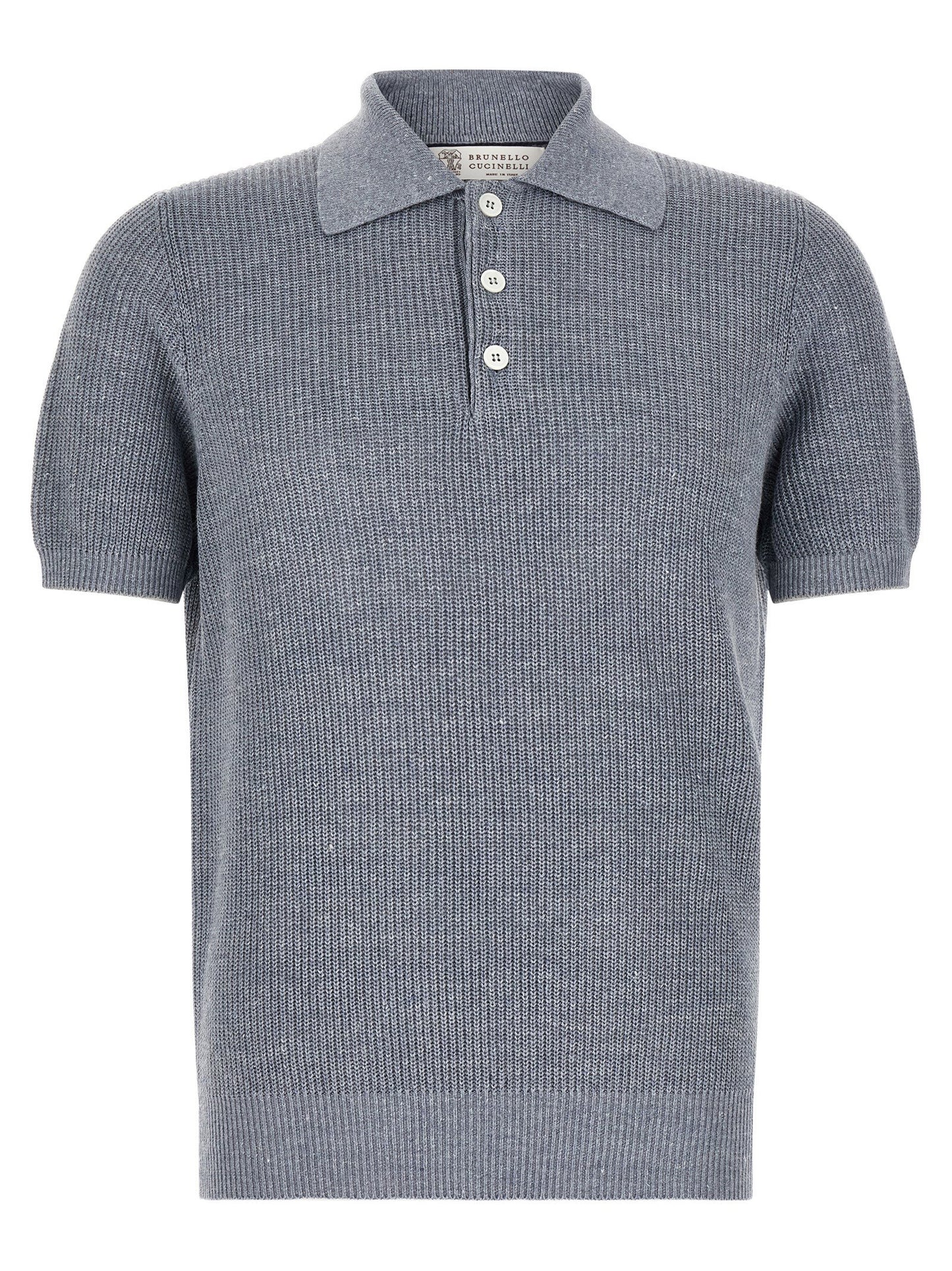 Brunello Cucinelli English Half-ribbed Polo Shirt