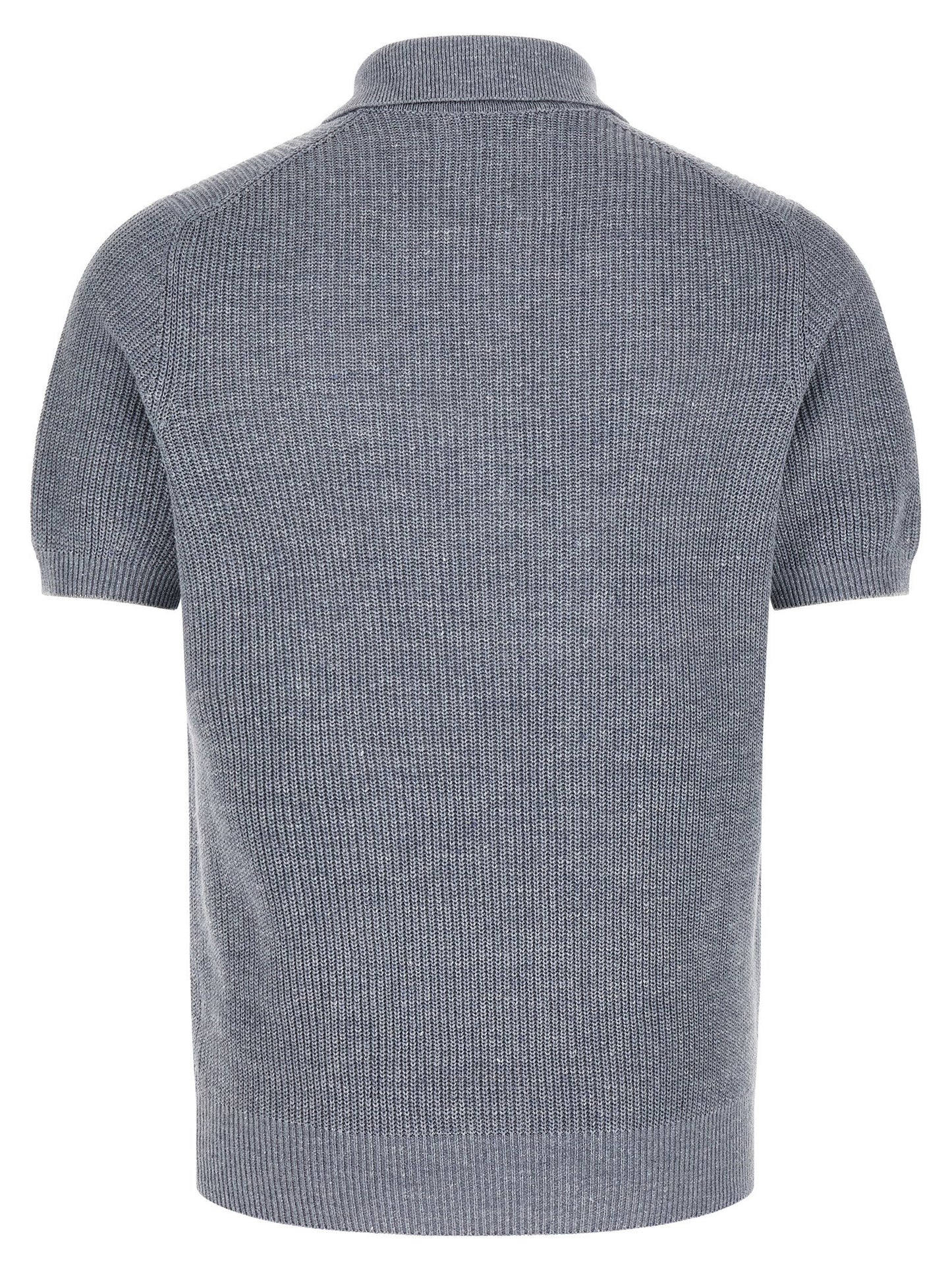 Brunello Cucinelli English Half-ribbed Polo Shirt