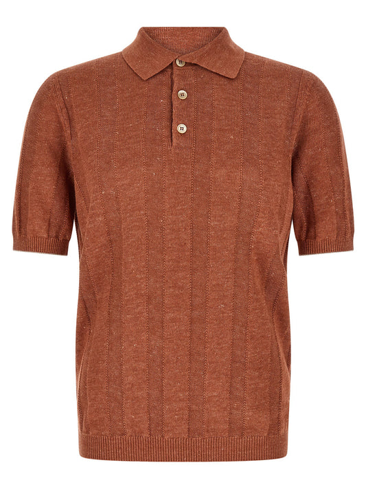 Brunello Cucinelli Wide Ribbed Polo Shirt