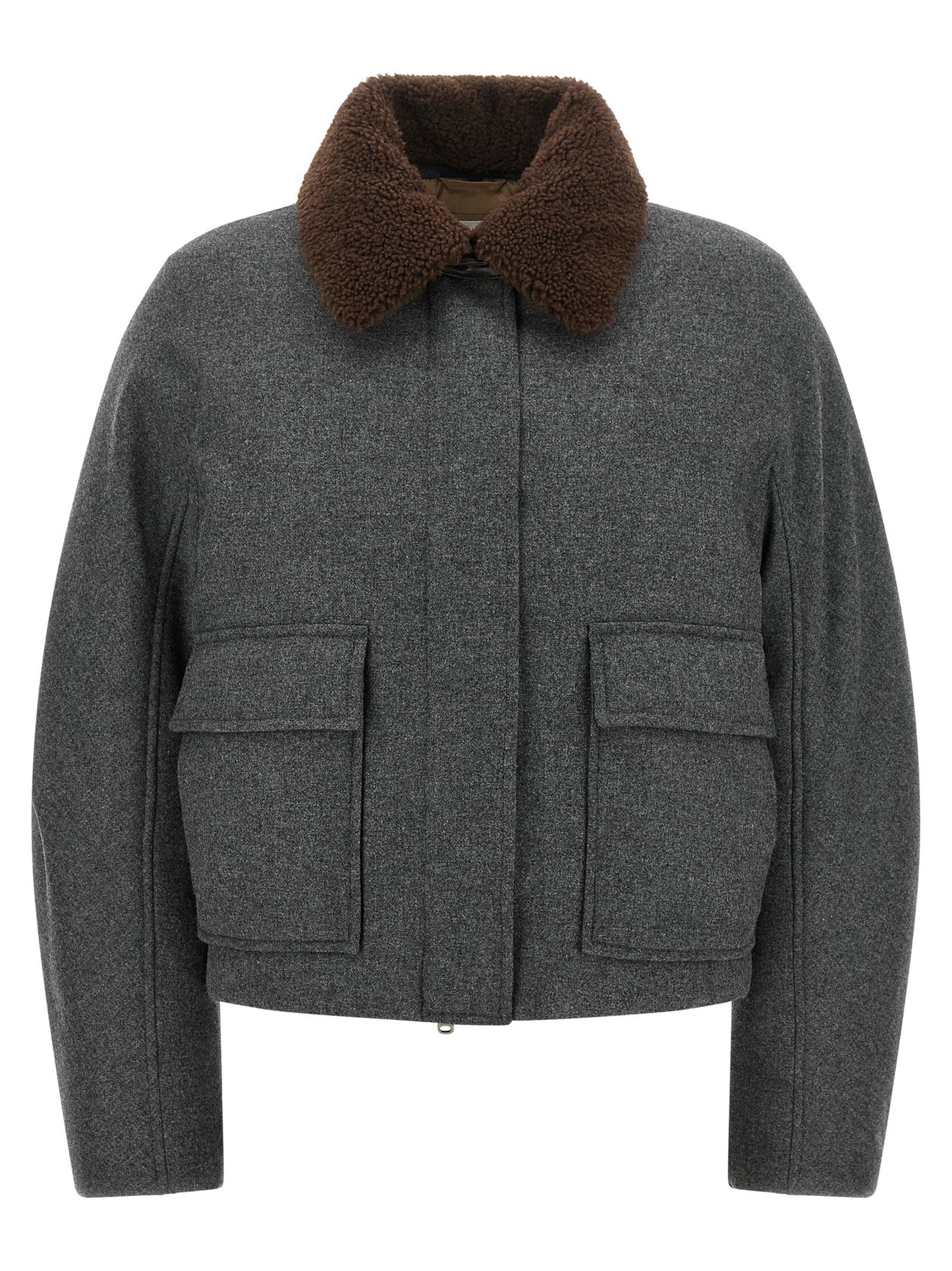 Brunello Cucinelli Shearling Collar Cropped Jacket