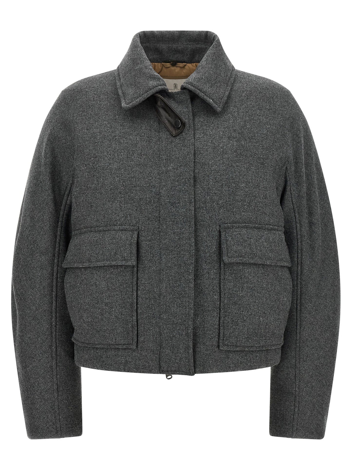 Brunello Cucinelli Shearling Collar Cropped Jacket