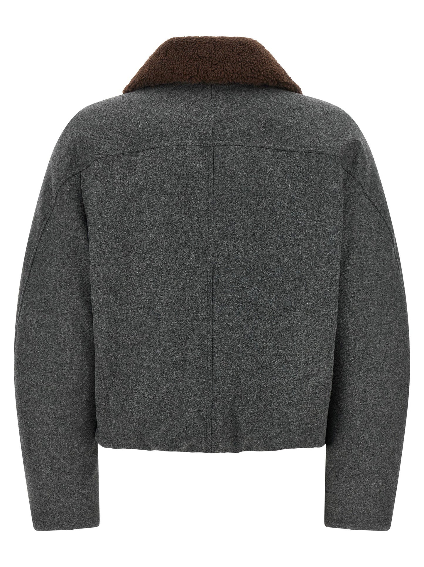 Brunello Cucinelli Shearling Collar Cropped Jacket