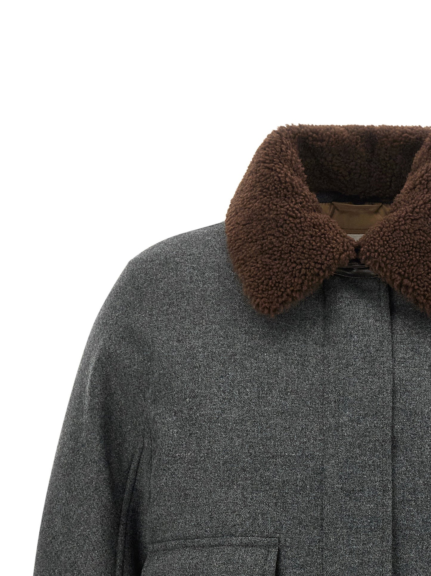 Brunello Cucinelli Shearling Collar Cropped Jacket