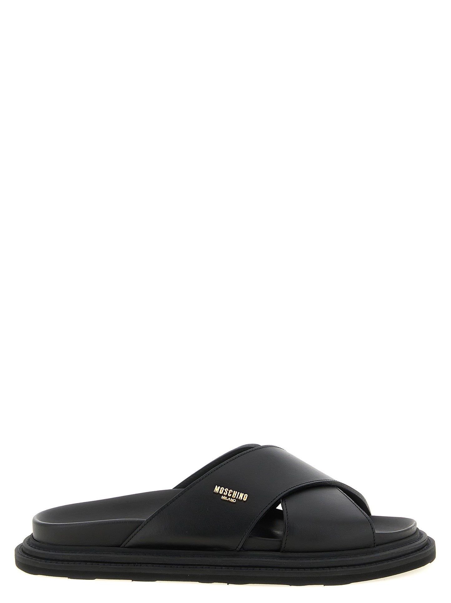 Moschino Leather Sabots With Logo