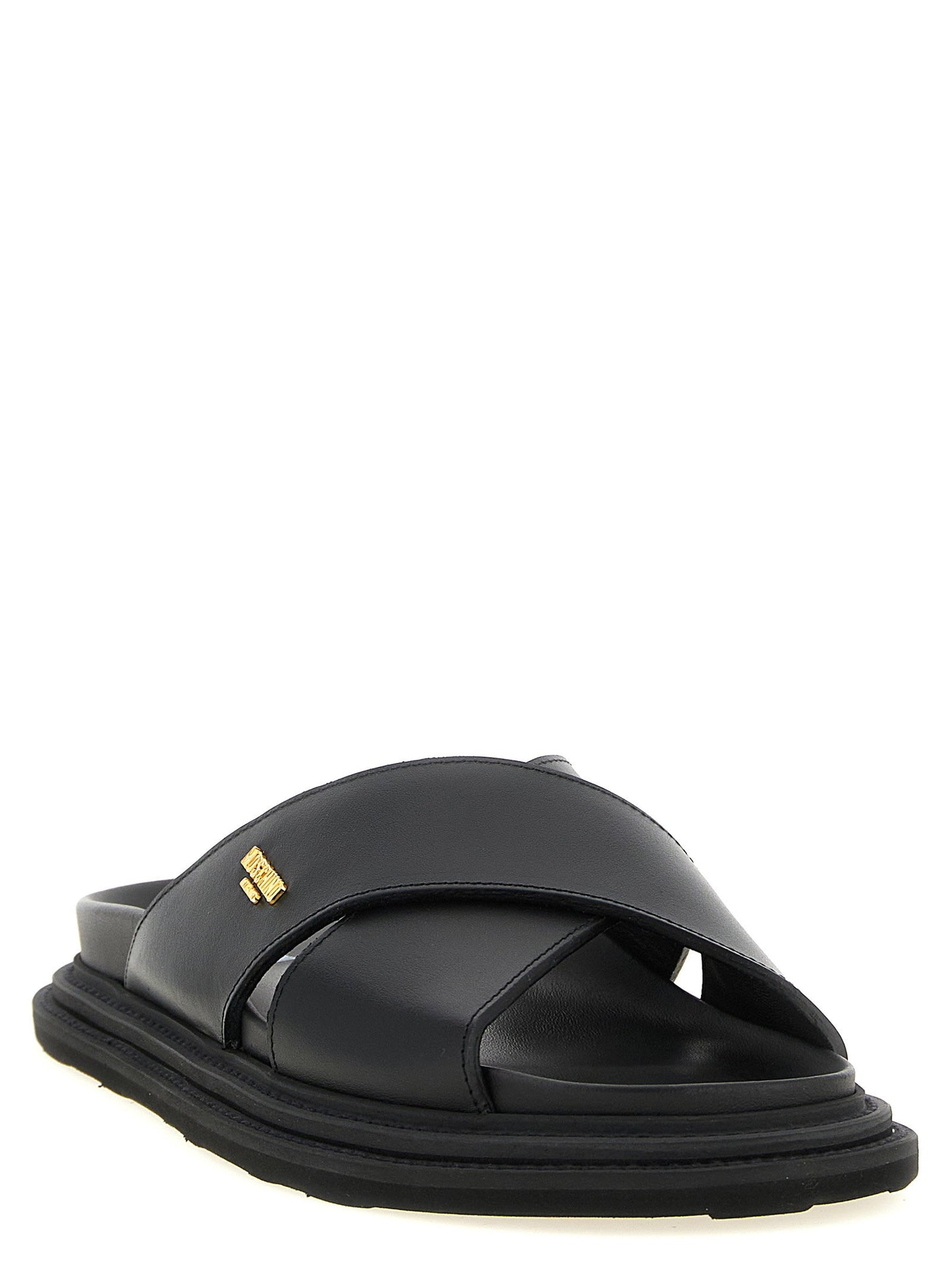 Moschino Leather Sabots With Logo