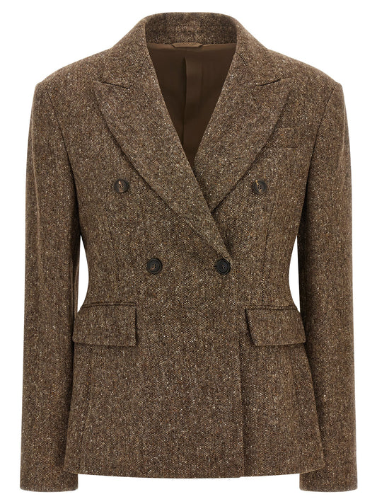 Brunello Cucinelli Donegal Wool Double-breasted Blazer