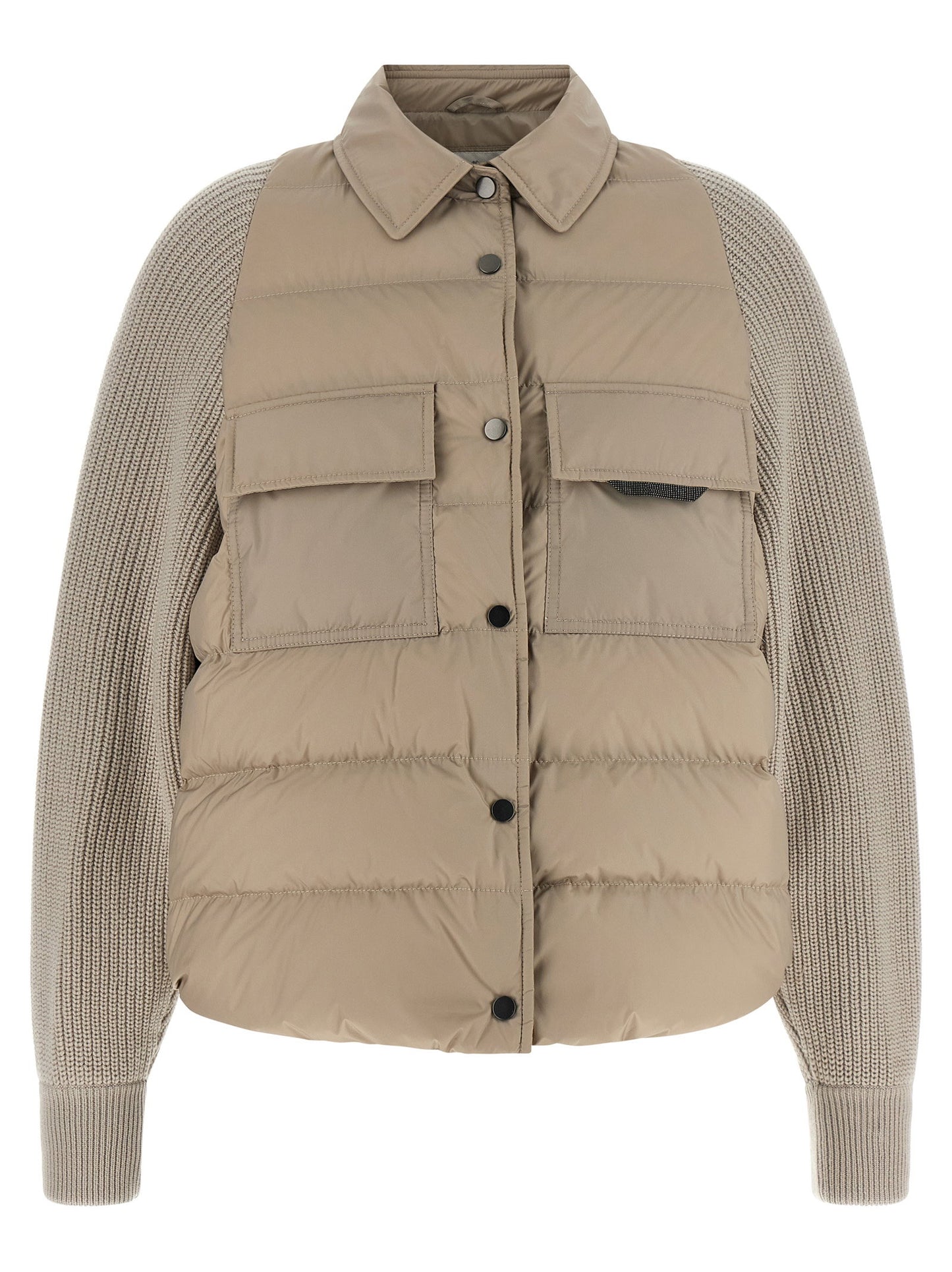 Brunello Cucinelli Shiny Flap Detail Down Jacket