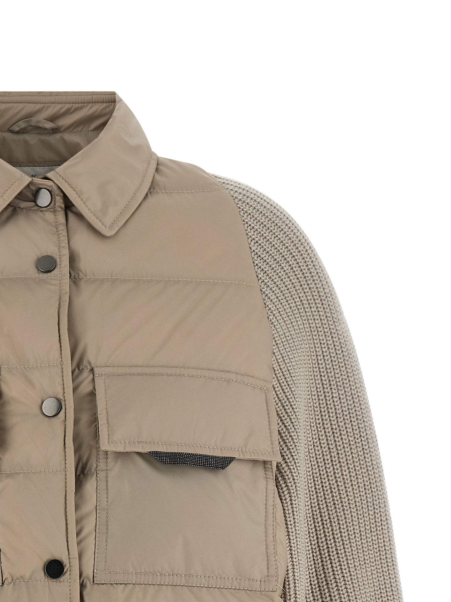 Brunello Cucinelli Shiny Flap Detail Down Jacket