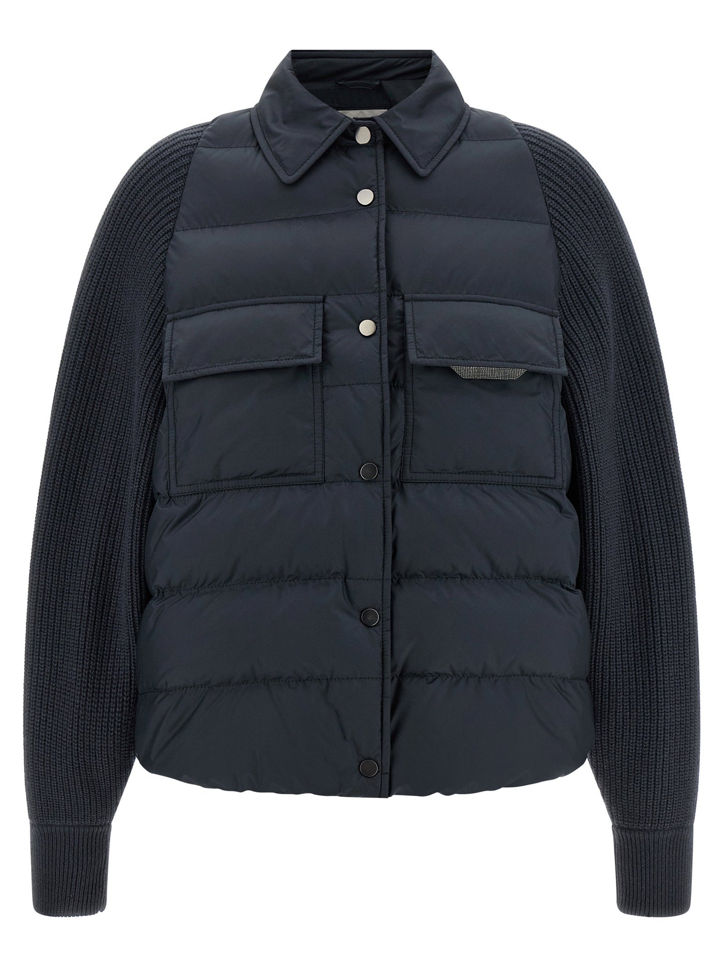 Brunello Cucinelli Shiny Flap Detail Down Jacket