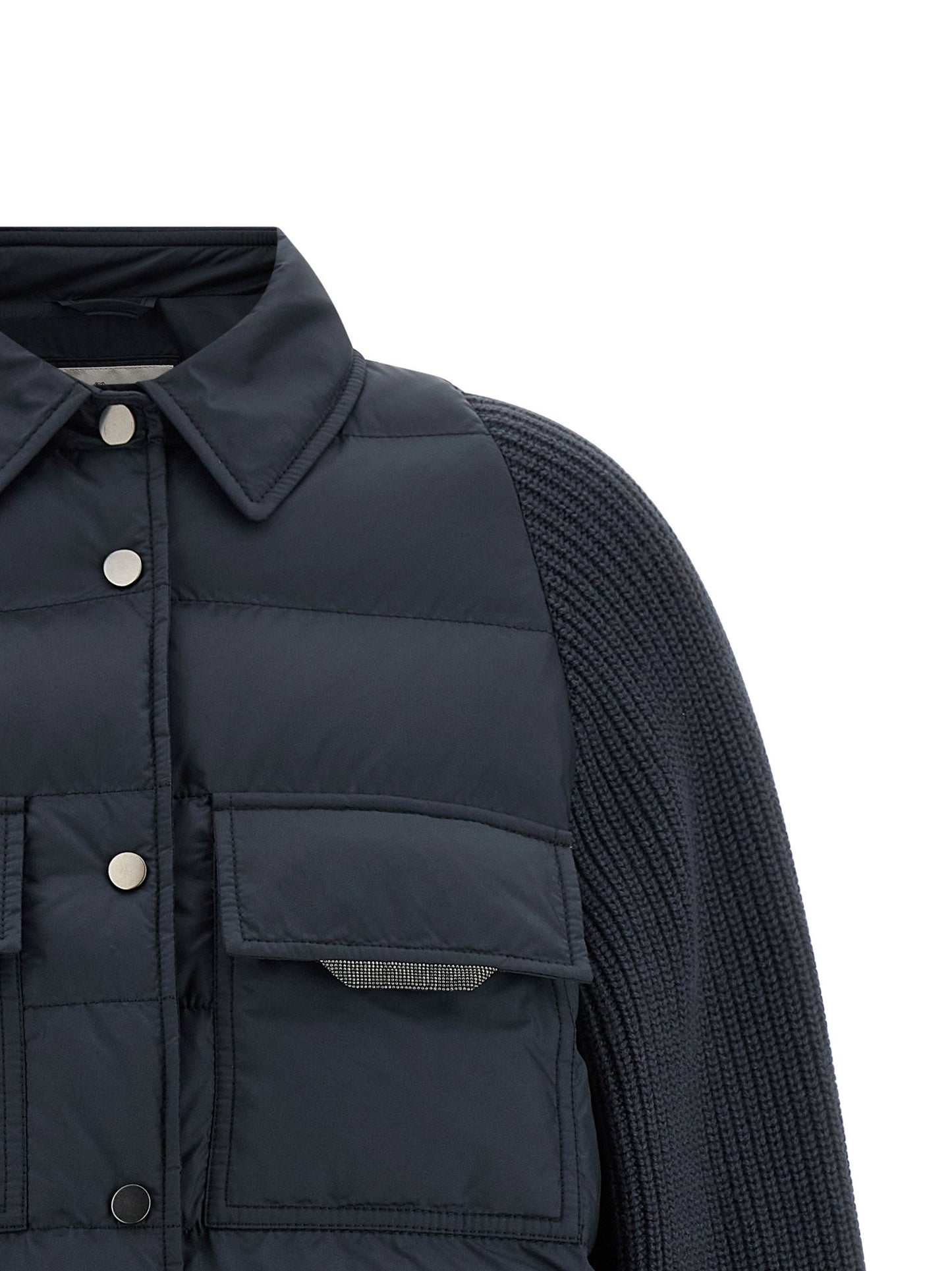 Brunello Cucinelli Shiny Flap Detail Down Jacket