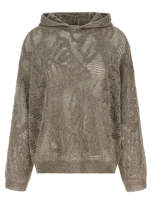 Brunello Cucinelli Openwork Hooded Sweater