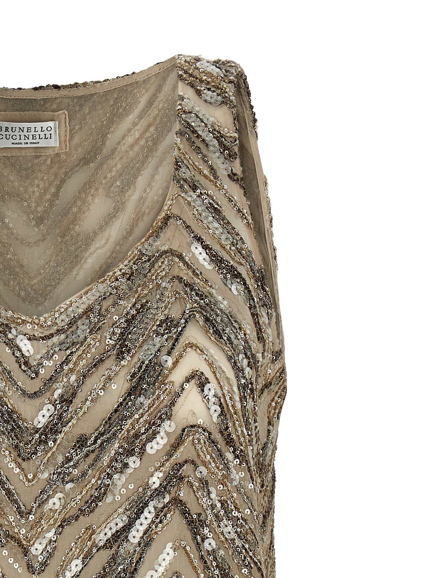 Brunello Cucinelli Dazzling Chevron Embroidery Top