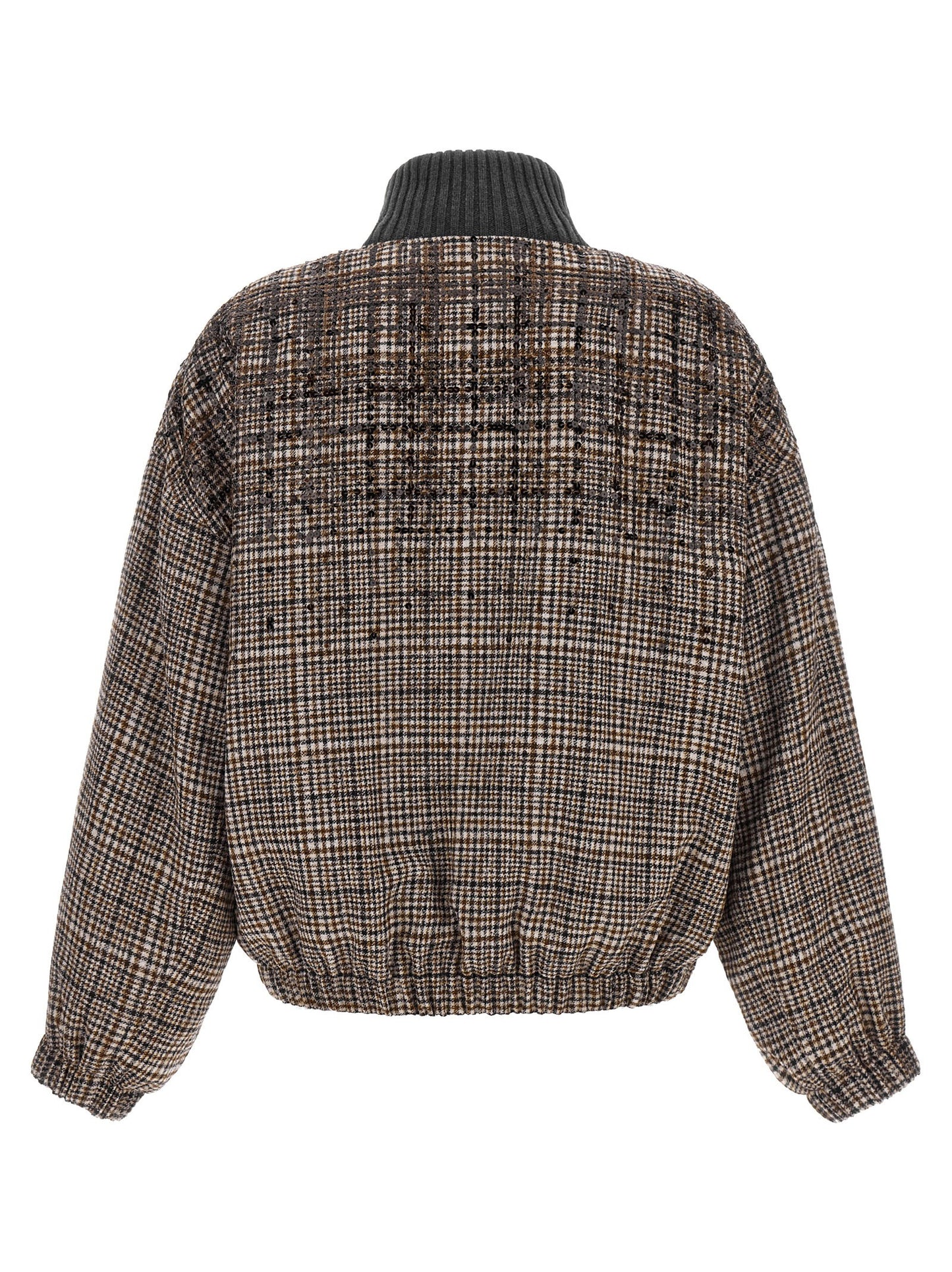 Brunello Cucinelli Sequin Check Bomber Jacket
