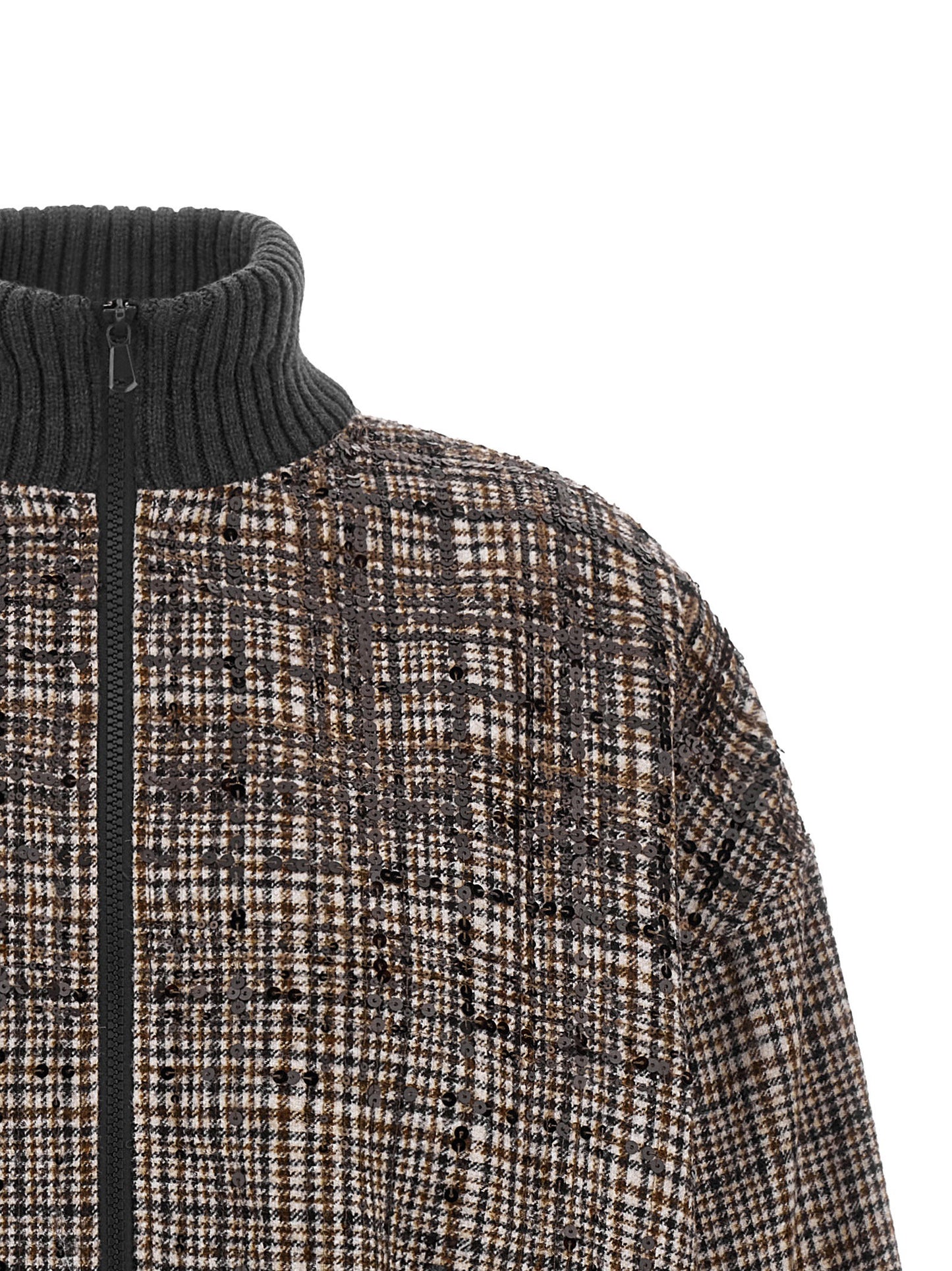 Brunello Cucinelli Sequin Check Bomber Jacket