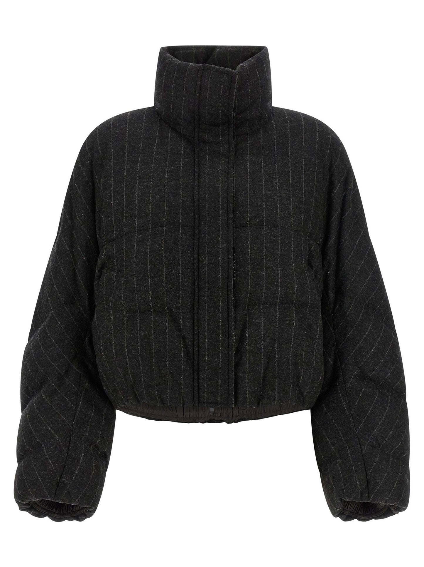 Brunello Cucinelli Micro Sequin Pinstriped Crop Down Jacket