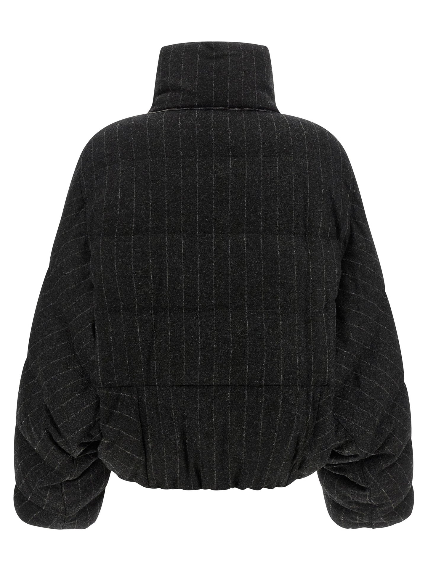 Brunello Cucinelli Micro Sequin Pinstriped Crop Down Jacket