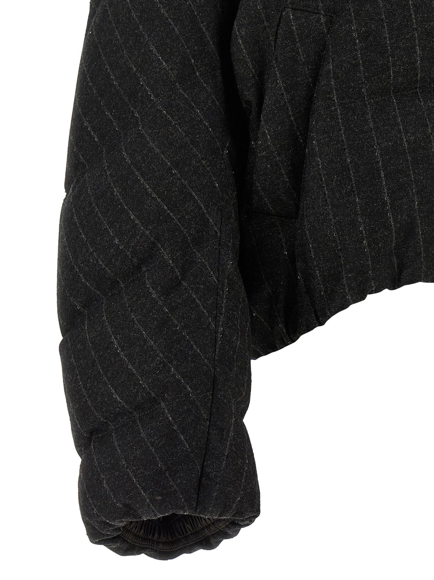 Brunello Cucinelli Micro Sequin Pinstriped Crop Down Jacket