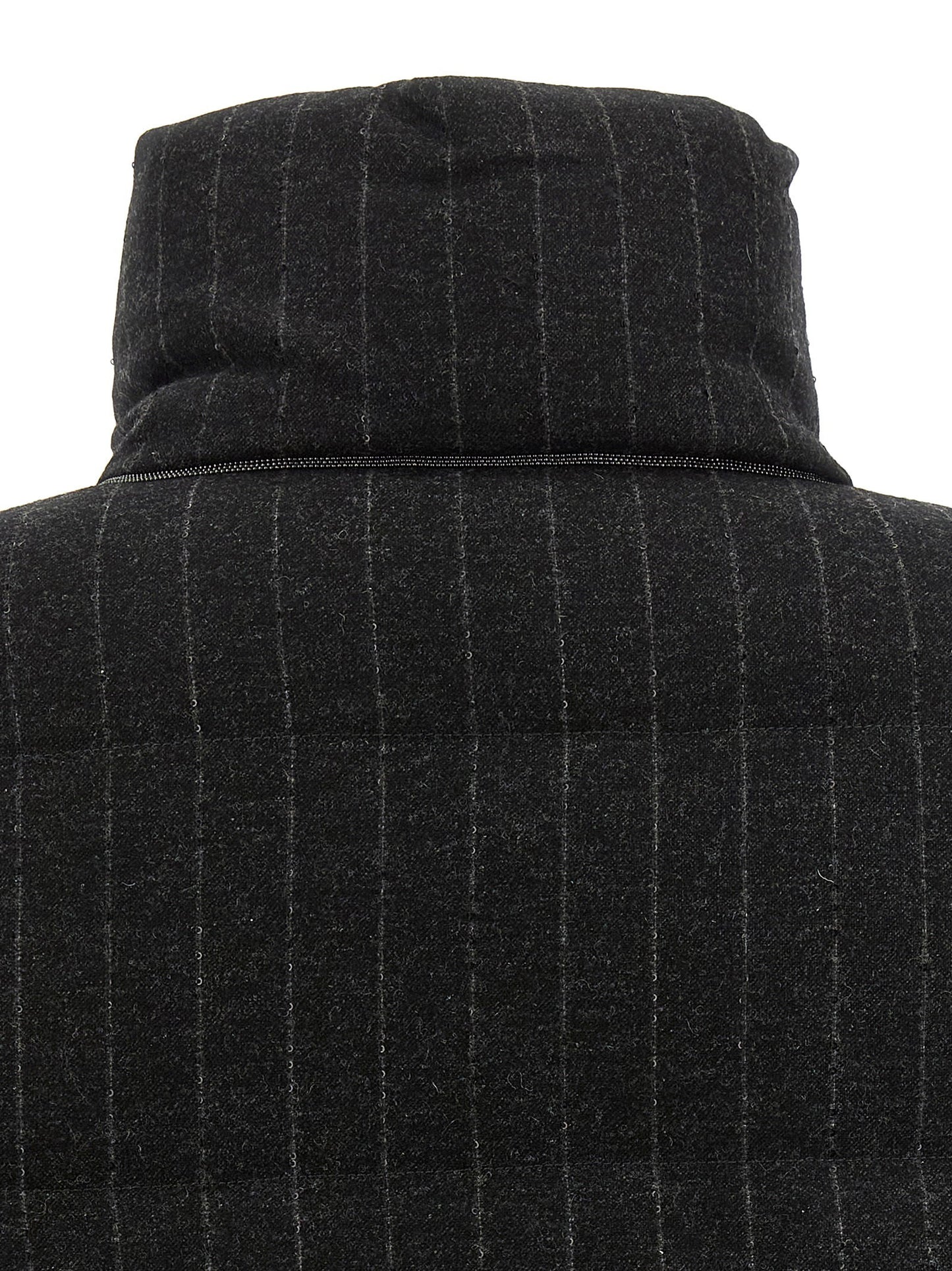 Brunello Cucinelli Micro Sequin Pinstriped Crop Down Jacket