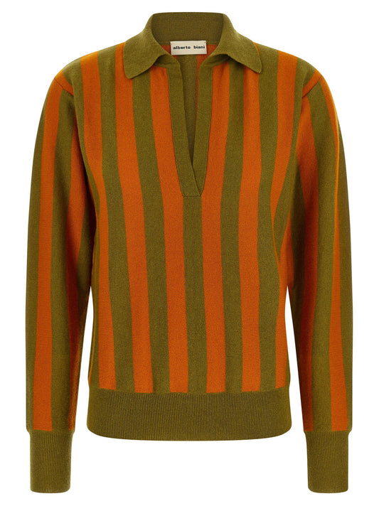 Alberto Biani Striped Knit Polo Shirt